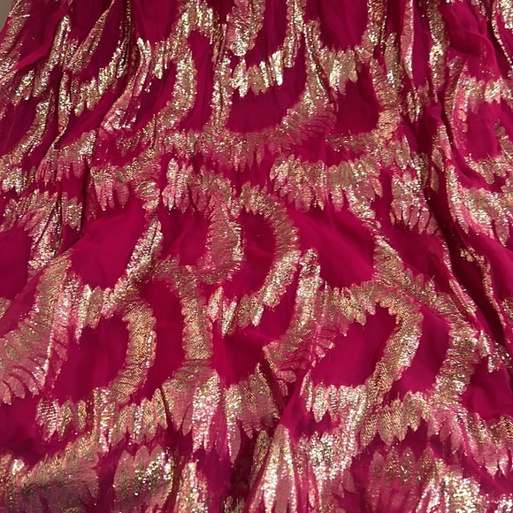 Anthropologie Hemant & Nandita Metallic Maxi Dress Pink & Gold Size4 - Picture 7 of 12